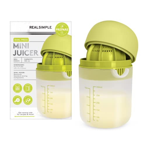 Real Simple Dual Press Manual Citrus Mini Juicer | Portable Handheld Citrus Juicer For Any Sized Citrus | Food Safe Measuring Cup Juice Container | 300 Ml #TOP4