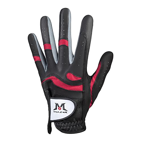 MAZEL Gants de golf respirants pour homme - Pour toutes les saisons - Lavables - Pour main gauche - Tailles S, M, L, XL - Noir et rouge - Taille XL Cover