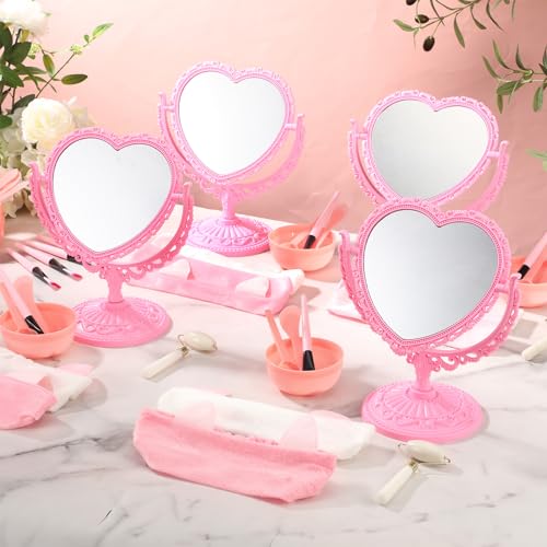 8 Set Spa Party Supplies 8 Heart Shaped Mirrors 8 Jade Roller 8 Face Mask Mixing Bowl 8 Headband for Sleepover Birthday Party Favors - Image 5