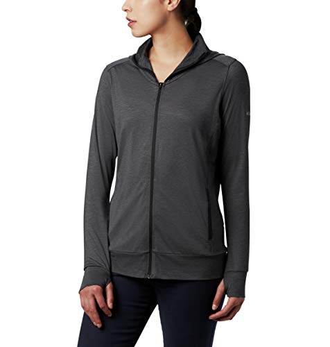 Columbia Women's Place to Place Ii Full Zip UPF 50 Sun Protection Jacket, Black Heather, Medium