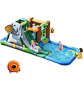 Château Gonflable 9 En 1 - Toboggan, Piscine, Pistolets à Eau - Pour Enfants 3-10 Ans