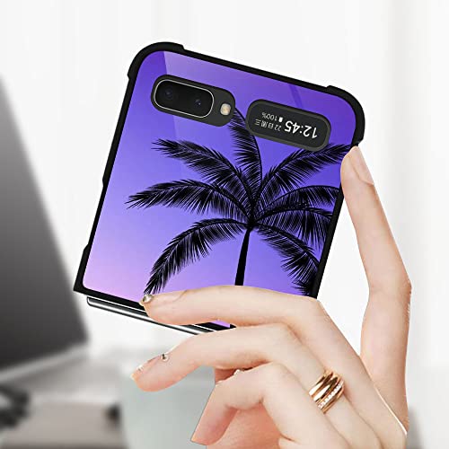 Zhegailian Case Compatible With Samsung Galaxy Z Flip,Colorful Sunset Palm Leaf Galaxy Z Flip Cases For Girls,Reinforced Corners Soft Tpu Shockproof Case Compatible With Samsung Galaxy Z Flip 6.7Inch #TOP5