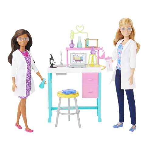 Barbie Wissenschaftslabor-Spielset mit 2 Puppen, Labortisch und mehr als 10 Zubehörteilen, HJY95*