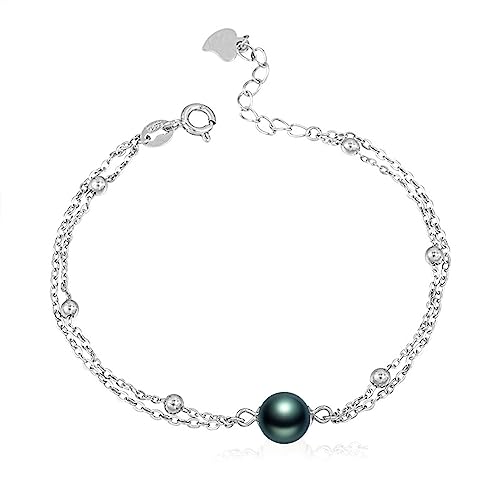 Gifts for Wife Anniversary Bracelet for Women- Tahitian Black Pearl Bracelet Real AAA Quality Handpicked Nature Pearls - Gifts for Mom Girlfriend Her NO113641