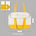 TOPDesign 1-Pack Canvas Tote Bag with an External Pocket, Reusable Grocery Shopping Bag, Top Zipper Closure, Daily Essentials (Yellow/Natural)