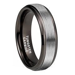 6mm Gunmetal Tungsten Silver Top