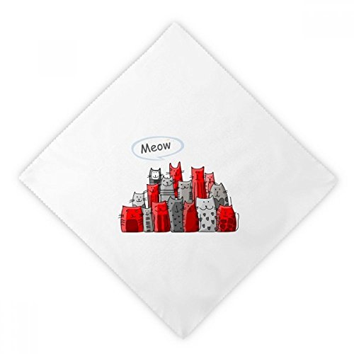Serviettes en tissu réutilisable chat mignon pour dîner et déjeuner 2 pièces multicolore DIYthinker