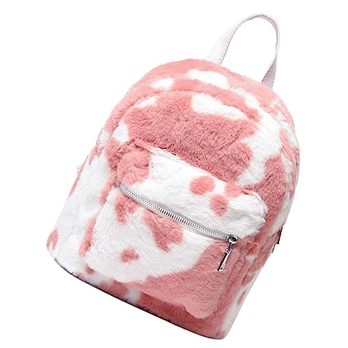 Mini sac à dos peluche femme léger et compact à motif noir