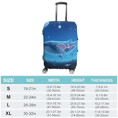 Floating Whale in Upside Elastic Luggage Cover Suitcase Protector for 19-32 Inch Suitcases | Universal Stretchable Travel Bag Cover | Anti-Scratch, Washable with Zipper Closure L2