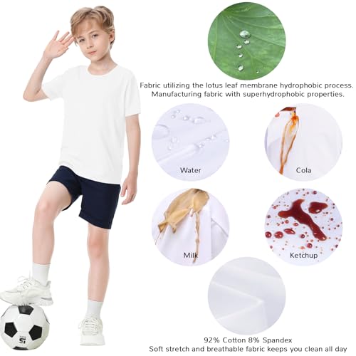 Dreammonkey Toddler to Youth Stain Resistant T-Shirts Kids Cotton Short Sleeve Water Repellent Shirts for Boys and Girls2
