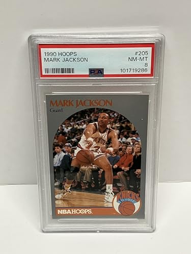 Mark Jackson NY Knicks 1990-91 Hoops card 205 PSA 8 NM-MT with Melendez Brothers sitting in the backround
