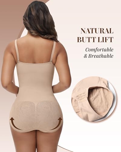 Image of SHAPESHE Shapewear for Women Faja Colombianas Moldeadoras Seamless Bodysuit | Built In Underwire, Short with Nipple Cover,Anti-slip Silicone Strips, Zipper Closure, Tummy Control, Butt Lifting,