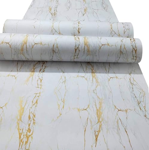 Image of Matt Marble Wallpaper | Decorative for Cabinets Countertops Kitchen,Shelves | Self Adhesive | Film Peel and Stick | Waterproofr (Inches 24 x 96, Marble White Gold Matte)