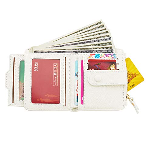 Zooeass Women's Rfid Mini Soft Leather Bifold Wallet With Id Window Card Sleeve Coin Purse (White) #TOP1