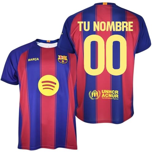 FCB Futbol Club Barcelona Camiseta Personalizada Primera equipación 2025/26 - Réplica Oficial con Liciencia - Adulto (FR/ES, Letras, L, Regular, Regular)