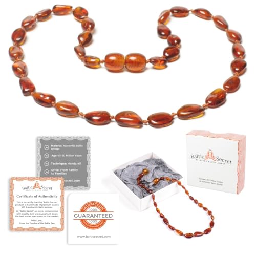 Baltic Secret Selected Baltic Amber Collier d'ambre - Collier d'ambre fait à la main pour femmes, hommes, petits et adultes - Bijoux naturels - Idée cadeau - Bijoux de la mer Baltique - Porte-bonheur