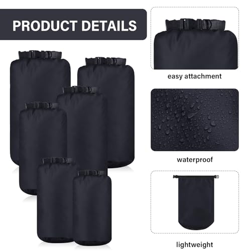 GliCraft 6 Pcs Waterproof Dry Bag Sack Lightweight Outdoor Dry Bags 35 L, 20 L, 15 L, 10 L, 5 L, 3 L Waterproof Boat Bag for Kayaking, Backpacking, Hiking, Camping Rafting(Black) - Thumbnail 3