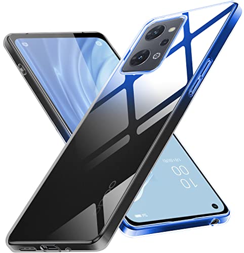 OPPO Reno7 A ケース クリア 透明 薄型 OPG04 スマホケース TPU 耐衝撃 グラデーション色 ケース 指紋防止 ストラップホール付き 軽量 人気 携帯カバー ブルーブラック