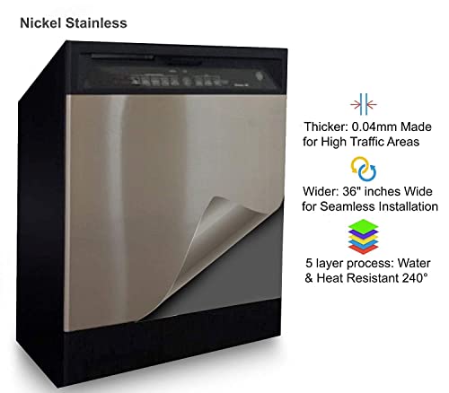 EZ FAUX DECOR Peel and Stick Stainless Steel Replacement Door Panel Wrap for Appliances Vinyl Dishwasher Cover 26" X 36" Easy Cut to fit, Waterproof, Heat, Scratch Resistant, Durable