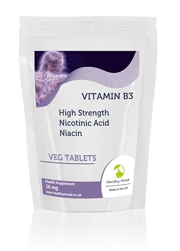 Vitamin B3 16mg Nicotinic Acid Niacin 500 Vegetarian Tablets - Letterbox Friendly High Strength Nicotinamide