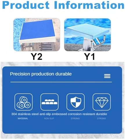 Standard Pool Diving Board - Stainless Steel Jumping Platform for Swim Training, Indoor/Outdoor Use, Dive Block with Fittings - Perfect for Competitive Swimmers