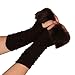 Queenbox Faux Fur Knit Fingerless Gloves, Arm Hand Warmer Sleeve Half Finger Mittens, Coffee 01