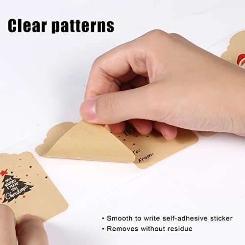 AIEX 300pcs Christmas Tags Self-Adhesive, 2x3inch Christmas Tags Stickers Roll Christmas Gift Tags for Envelopes Boxes Cards Christmas Decoration Gift Wrapping