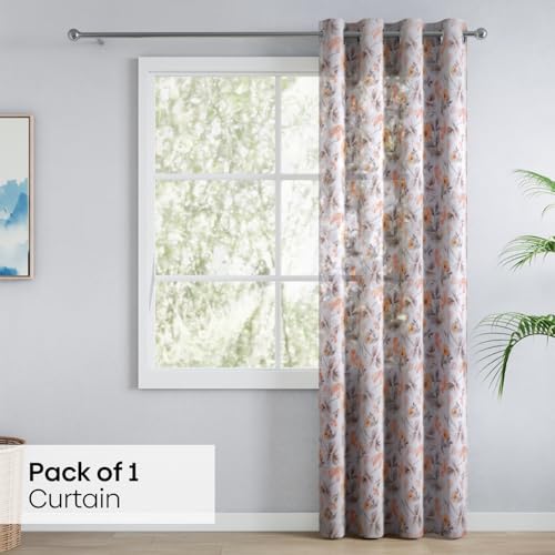 Image of haus & kinder Sheer Door Curtain 7 Feet Long Pack of 1 Door Curtain, 7 Feet Curtain for Door, Light-Filtering & Breathable (Floral Drift, Multicolor 114x213cm)