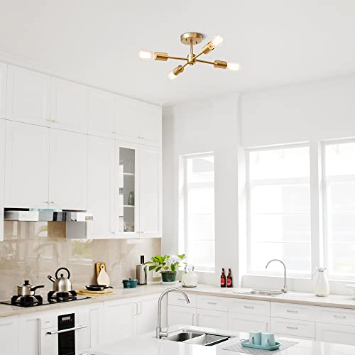 GLOBE Electric 61122 Vane 4-Light Flush Mount Ceiling Light, Matte Brass by Globe Electric - Used condition - Image 5