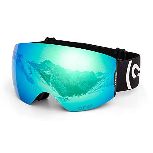 COPOZZ Skibrille, G2 OTG Snowboard Schneebrille gegen Blendung mit Antibeschlag Wechselobjektiv UV-Schutz Helmkompatibel Skibrillen für Männer Frauen Damen Teen Cover