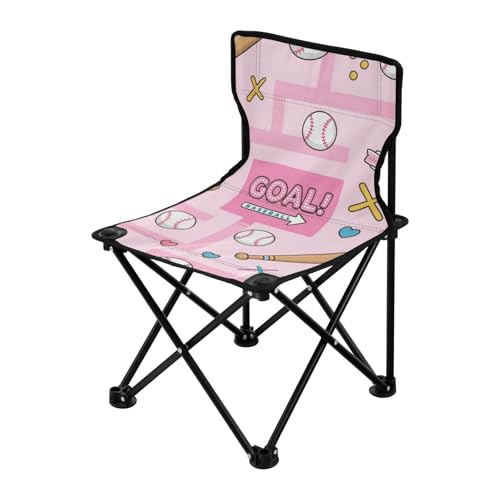 Amooorous Pink Baseball Maze Game Pattern Portable Camping Chairs Ultra