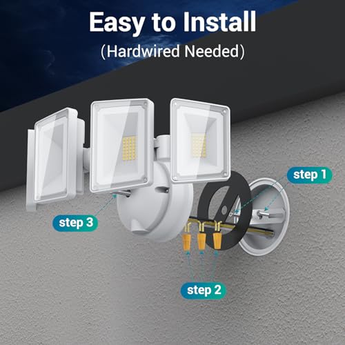 USTELLAR 100W 10000lm Floods Light Outdoor, Switch Controlled LED Flood Light, 4 Heads Exterior Security Light, 5000K Daylight, IP65 Waterproof Super Bright Flood Light Hardwired for Outside Eave