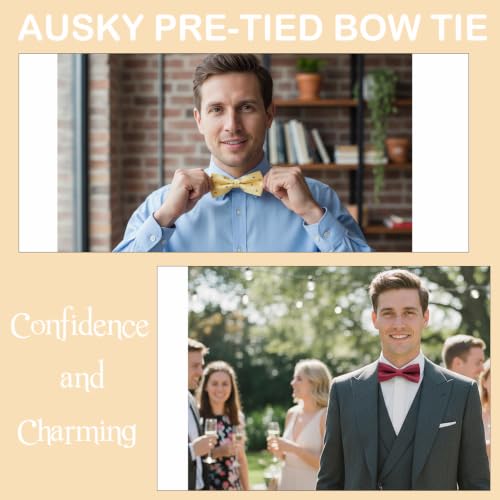 Image of AUSKY 8 PACKS Elegant Adjustable Pre-tied Bow Ties for Men Boys (1&4&5&6&8 Pack for option)