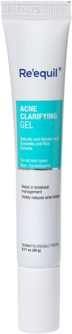 RE' EQUIL Acne Clarifying Gel With Salicylic Acid & Glycolic Acid | For Active Acne & Pimple Treatment | Pimple Removal Gel | Acne-Prone Skin | 20G