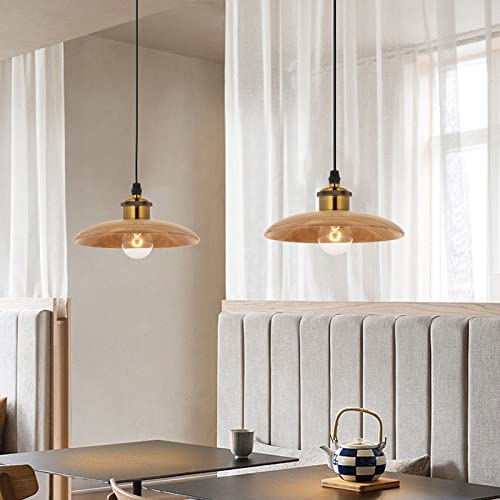 Arturesthome Pendant Lighting Fixture For Kitchen Island, Hand Made Wood Chandelier Single Head Bedside Pendant Lamp, Hanging Ceiling Lamp For Bedroom Hallway Bars #TOP3