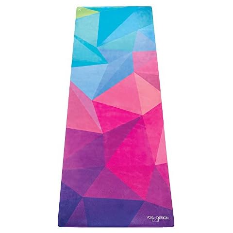 YOGA DESIGN LAB | Travel Yoga Mat | 2-in-1 Mat+Towel | Lightweight, Foldable, Eco Luxury | Ideal for Hot Yoga, Bikram, Pilates, Barre, Sweat | 1.5mm Thick | Includes Carrying Strap! (Geo, 1.5mm) Cover