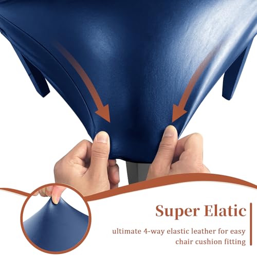 Image of PU Leather Bar Stool Covers with Backs Waterproof Bar Stool Chair Covers | Washable, Wipeable, Thick, Counter Chair Cover, Height Chair Slipcovers, Chair Protector For Pub /Cafe /Dining, Blue