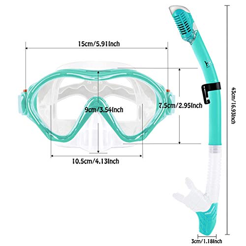 Kids Snorkeling Gear Dry Snorkel Hhao Sport Kids Snorkel Set Junior Anti Fog 180° Panoramic View, Swim Goggles With Nose Cover Scuba Diving Mask For Boys Girls, 4-15 Yrs Old #TOP7