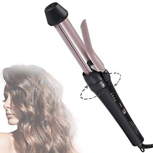 Hair Curling Wands,FINYOU 3 in 1 Curling Iron, Ceramic Tourmaline Negative Curling Wand Hair Curler, Fast Heating & Adjustable Temperature Crimper, Professional Hair Crimpers and Wavers Black & Pink