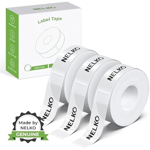 NELKO Genuine P21 Label Maker Tape, Adapted Label Print Paper, 14x40mm (0.55"x1.57"), Standard Laminated Office Labeling Tape Replacement, Multipurpose of P21, 180 Labels/Roll, 3-Roll, Transparent Cover