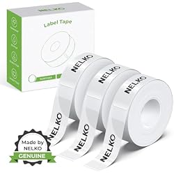 NELKO Genuine P21 Label Maker Tape,14x40mm, 3-Roll, Transparent | Easy to Peel, BPA-Free, Strong Adhesion, Water-Resistant & Oil-Proof, Great for School, Office, Home, Kitchen, Black on White