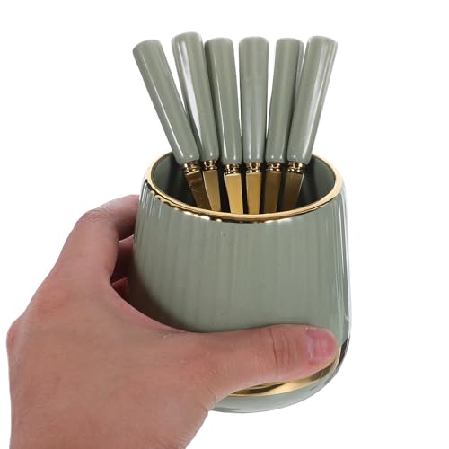 Juego de cucharas de café creativas con organizador de mesa en acero inoxidable 4