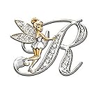 YOUYUZU Initial Letter Brooch Pins Rhinestone Crystal Elf Angel Collar Pins Brooches For Girls Women...