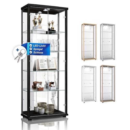 K-Möbel Glas Vitrinenschrank 2-türig (176x67x33cm) - Made in Germany -...