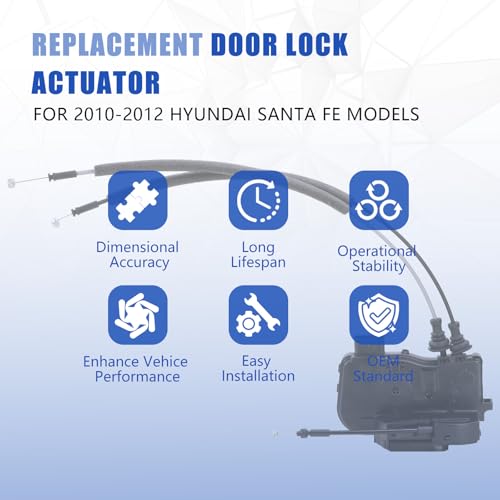 Image of Door Lock Actuator Rear Right Passenger Side 81420-0W000 | Compatible with 2010-2012 Hyundai Santa Fe