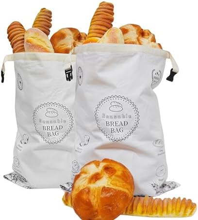 Bread Bags for Homemade Freezing Keep Fresh Bread - Suitable for Sourdough Preservation & Refrigeration, XL Large Size, Food Storage Containers - 2 Pack
