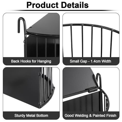 OGANAZI Upgraded Hay Rack for Rabbits, Bunny Feeder for Guinea Pigs Chinchillas, Black, Hanging Hay Feeder with Lid, Bunny Feeding Holder, Metal, Semicircular, Chinchilla Cage Accessories by OGANAZI - Image 5