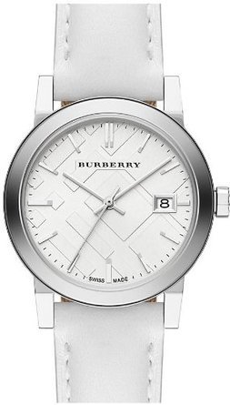 Burberry White Impressed Check Dial White Leather Strap Ladies Watch BU9128 Women's Wristwatch [Parallel Import]