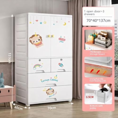 Image of HIWARE Premium Modular Wardrobe for Bedroom, Kids Room and Home | Spacious Clothes Storage Cabinet with Drawers and Shelves | Modern Stylish Design, Heavy Duty, Multiuse Organizer -HSM17144-Lion