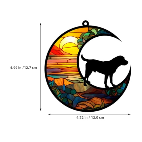 DEARMAMY Dog Memorial Plaque Hanging Ornament Dog on Moon Acrylic Pet Commemorative Sign Home Wall Window Decoration for Loss Tribute - Image 2